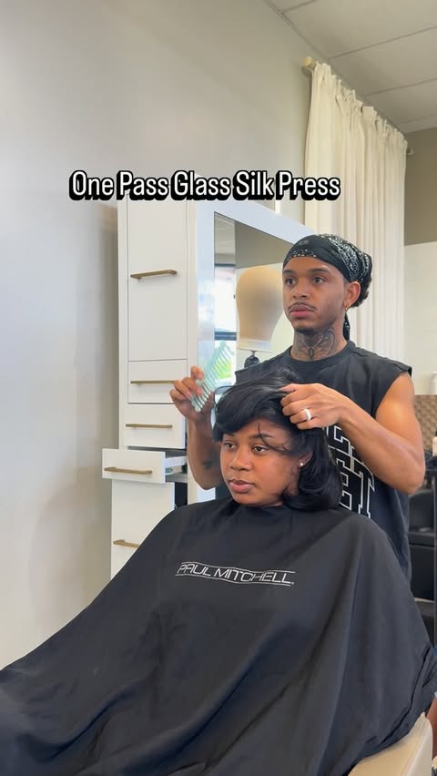 Instagram post by @cozmo.colorz for CÉCRED. Caption reads: Are you getting your hair sleek with one pass? If....