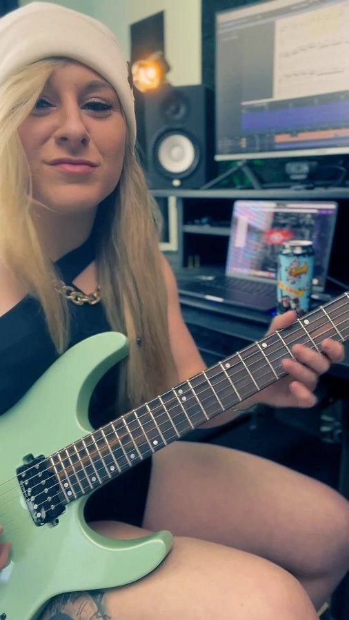 Instagram post by @alyssaj.day for MixWave. Caption reads: [...] #monstertourwater #ad #jacksonguitars....