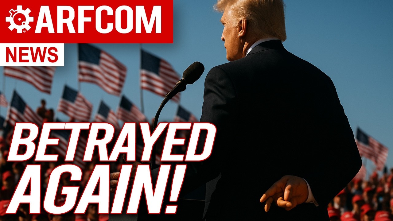 YouTube post by @ARFCOMNews for Vortex Optics. Caption reads: Is ATF "essential"? + Scam Blondie SCREWS Us....