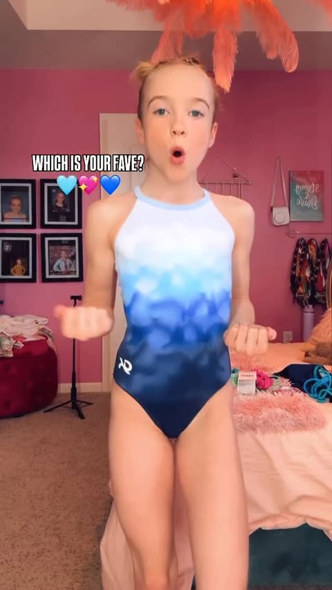Instagram post by @harper_slays_gymnastics for GK Elite. Caption reads: OBSESSEDDD🔥 #gkfam #gkelite #leotryon #risingstar....