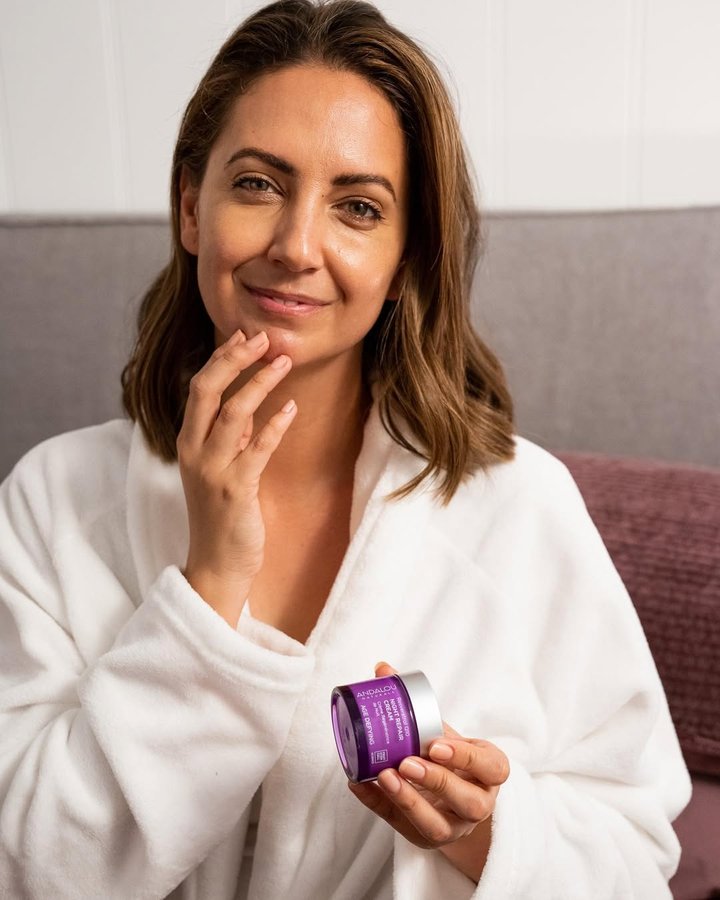 Instagram post by @boneybrooke for Andalou Naturals. Caption reads: [...] sleep for 14 hours tonight so this....