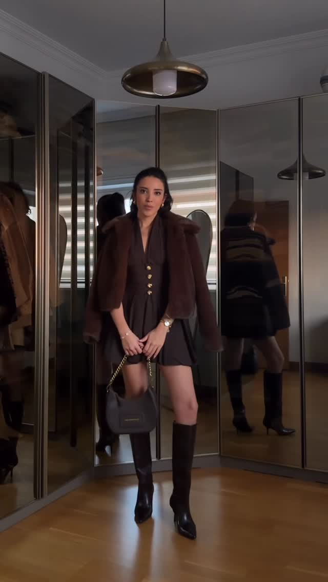 Instagram post by @lavinia.sn for SAGAZA. Caption reads: 🤎

Elbise @sagaza 
Kürk @zara 5320/728
Çizme....