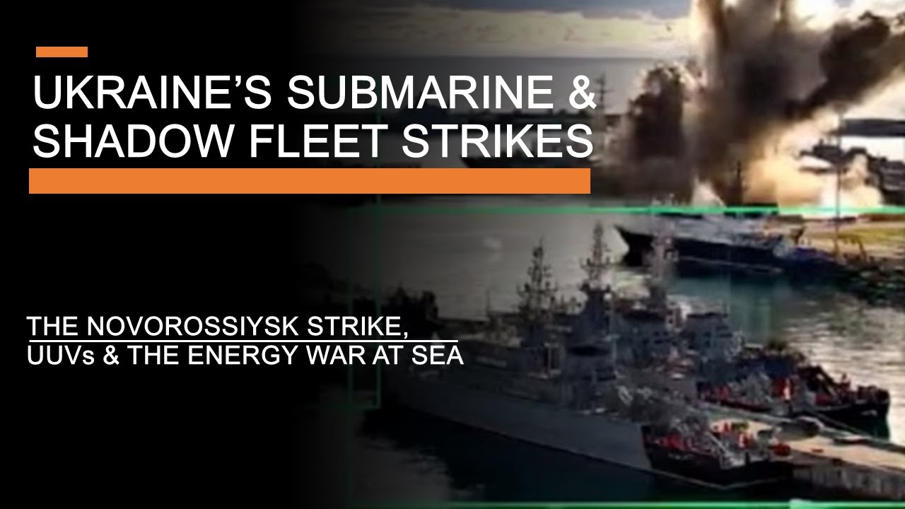 YouTube post by @PerunAU for Bloomberg. Caption reads: Ukraine's Submarine & Shadow Fleet Strikes - UUVs,....