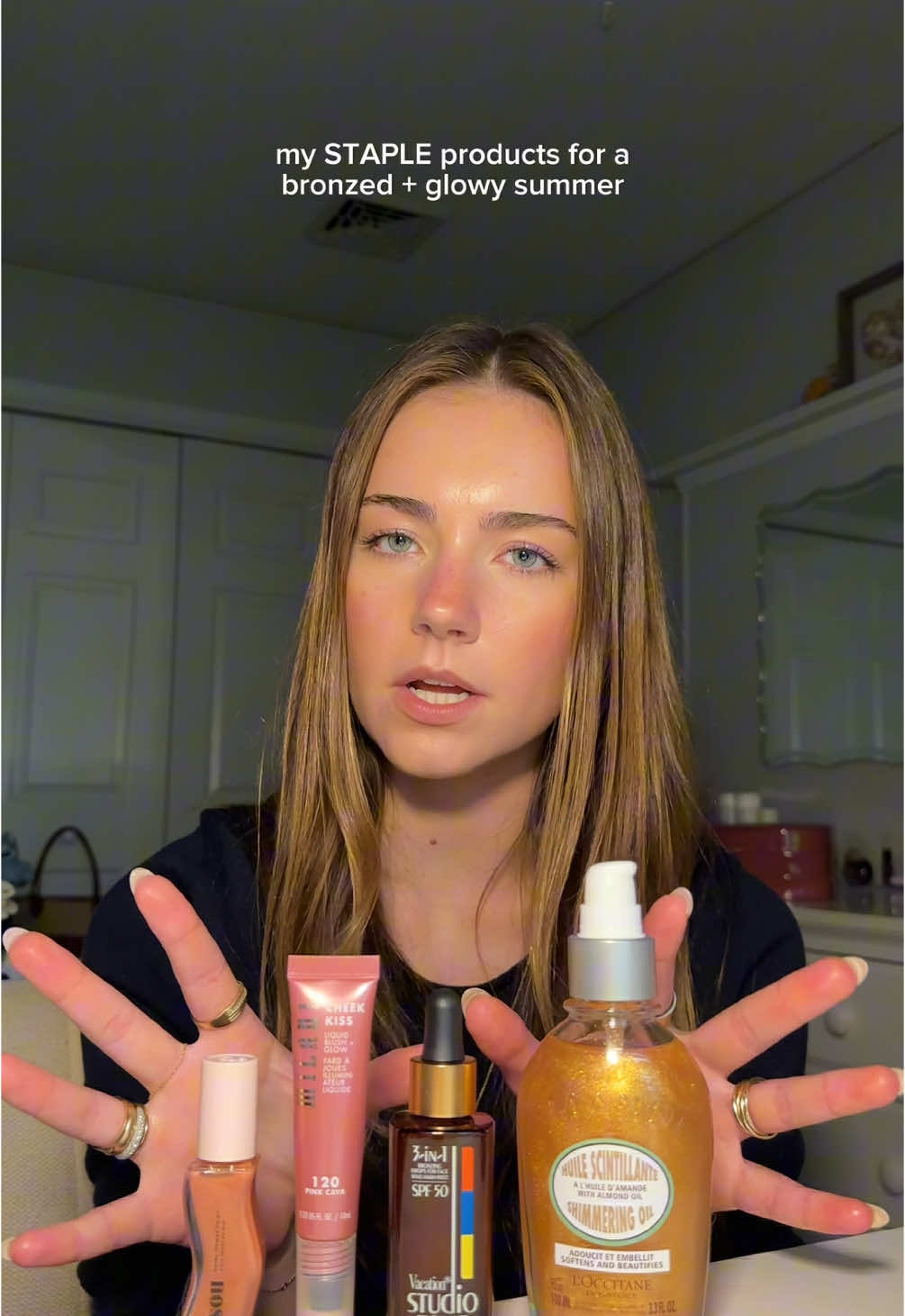 TikTok post by @theglownarrative for Gisou. Caption reads: [...] I know I'll be emptying them @LOCCITANE....