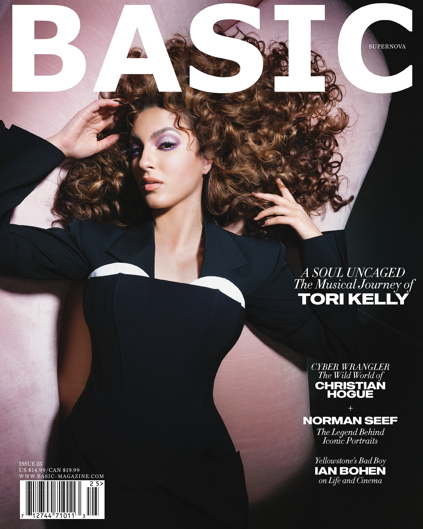 Instagram post by @torikelly for Saks Fifth Avenue. Caption reads: BASIC Magazine 25th Issue #Supernova Cover Release....