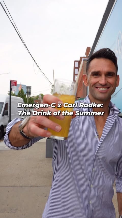 Instagram post by @carlradke for Emergen-C. Caption reads: #ad #emergencpartner “Drinks with benefits” is our....