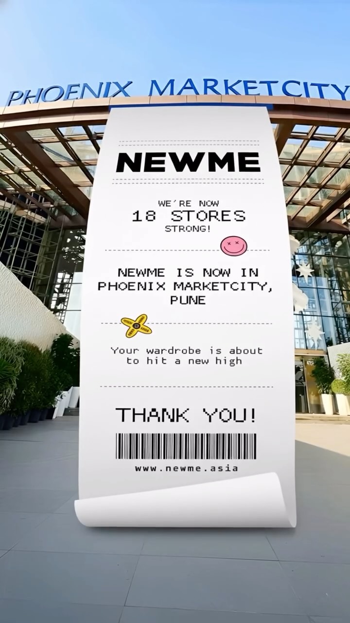 Instagram post by @newme.stores for NEWME. Caption reads: NEWME is coming to Phoenix Marketcity, Pune....