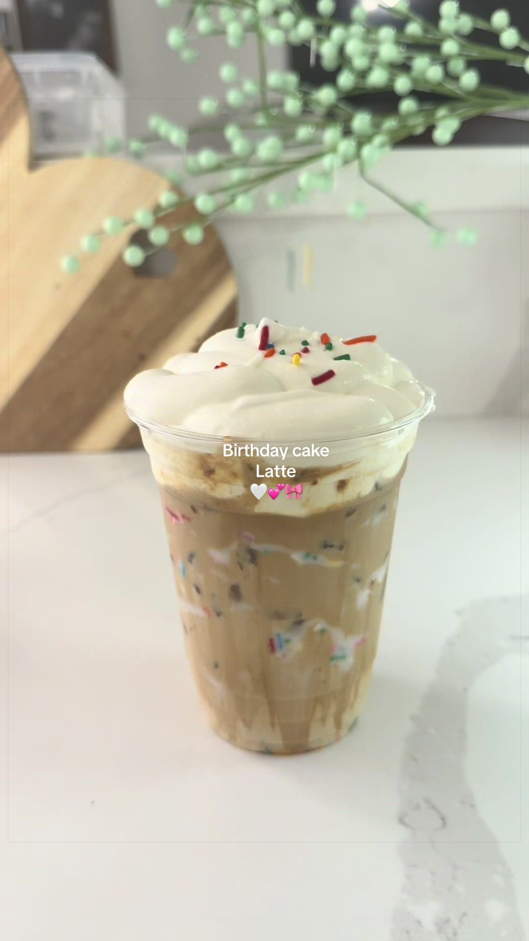 TikTok post by @etsyy.y for Everyday Dose. Caption reads: Birthday cake latte #everydaydosepartner #asmr....