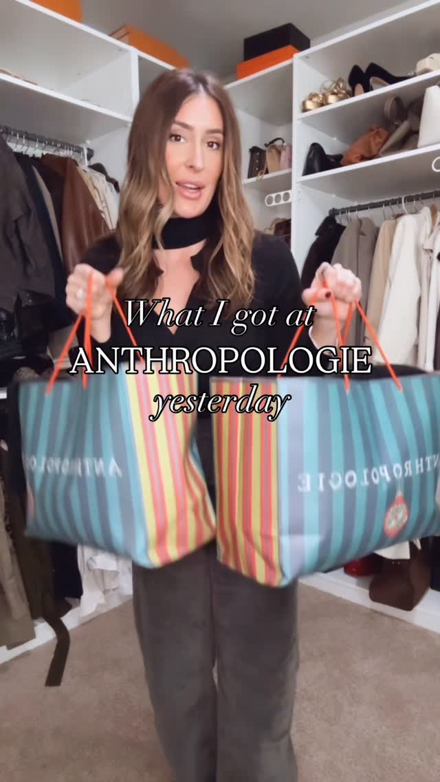 Instagram post by @wearandwhenblog for Anthropologie. Caption reads: Comment ANTHRO For details // What I bought at....