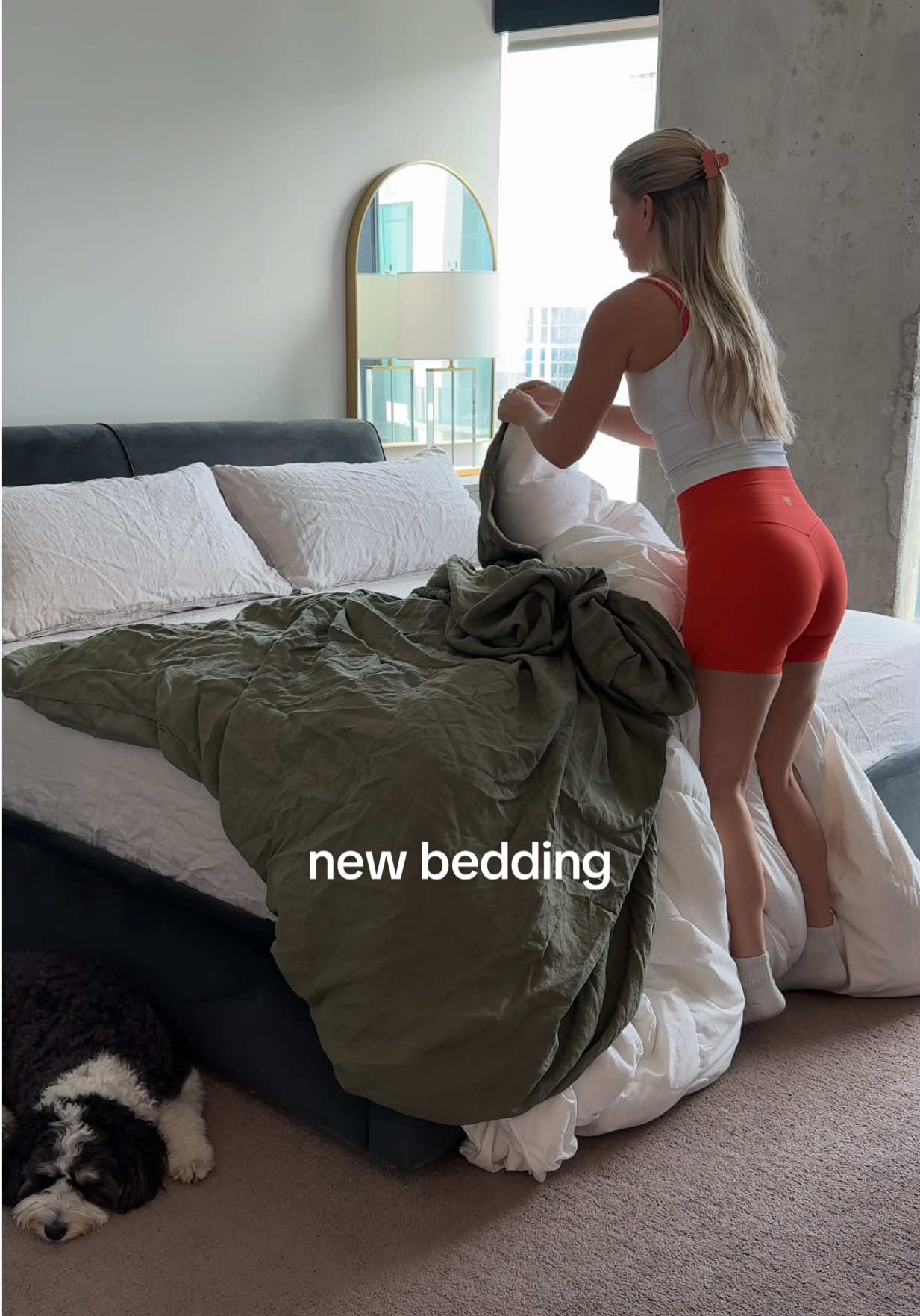 TikTok post by @brookelmason for Brooklinen. Caption reads: [...] bedding for summer 🧺☁️♥️⭐️ @Brooklinen’s....