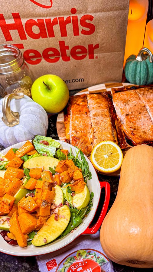Instagram post by @hoangviton for Harris Teeter. Caption reads: 🍁 Fall flavors are HERE at @HarrisTeeter — and....