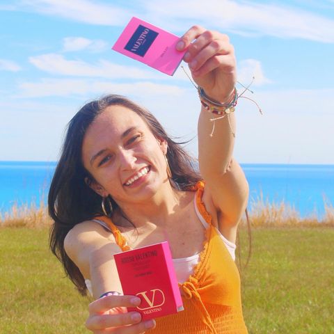 Instagram post by @itsmissbriannamarie for College Fashionista. Caption reads: It was feeling like summer during this photoshoot....