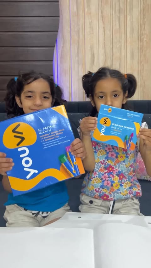 Instagram post by @twinshivangi for Youva stationery. Caption reads: From “Mumma bore ho raha hu…” 😩 to “Mumma dekho....