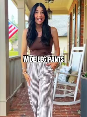 TikTok post by @heatheronthego for Imilybela. Caption reads: Comes in gingham too. @Imily Bela #widelegpants....