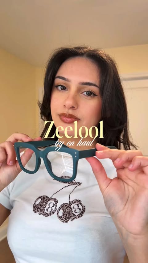 Instagram post by @cathygomez for Zeelool. Caption reads: Try on @zeelool glasses with me [...].