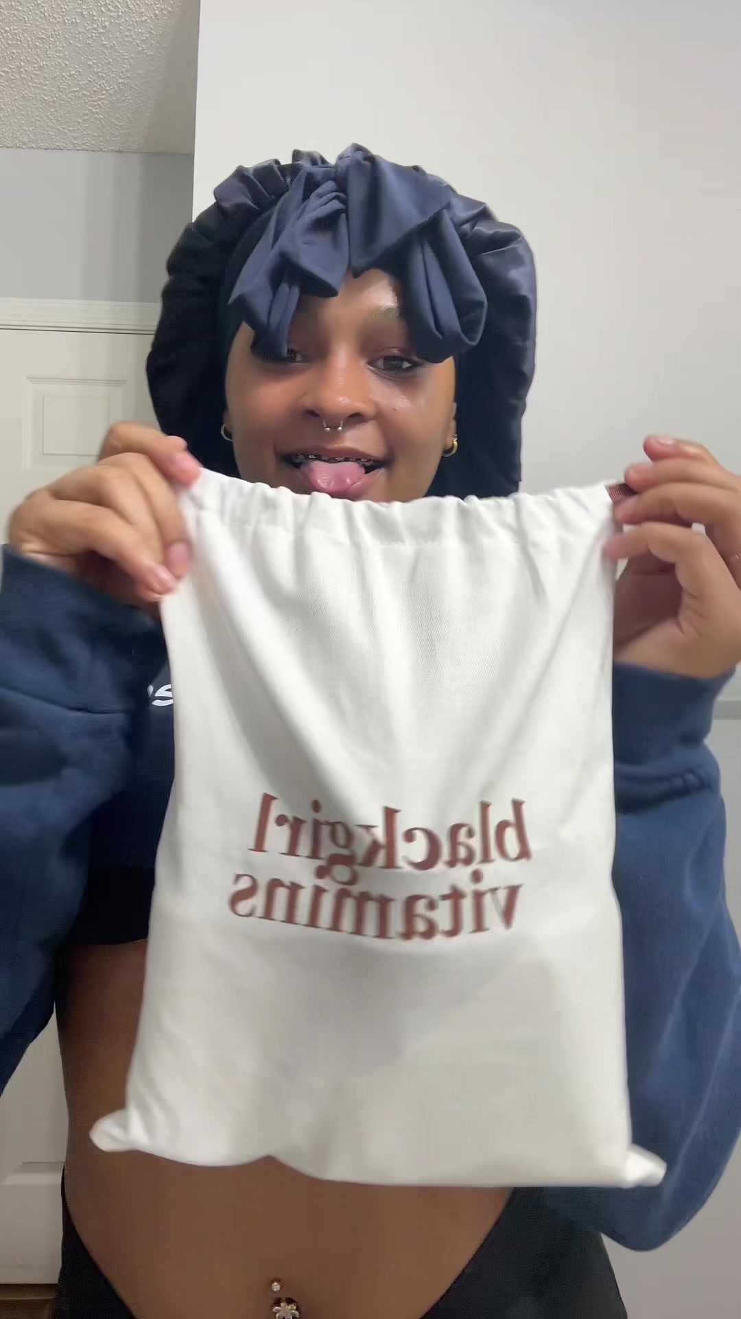 TikTok post by @.chaelaamariee for Black Girl Vitamins. Caption reads: @OfficialBGV @G-Box Freeze Dried Candy @MEDIHEAL....