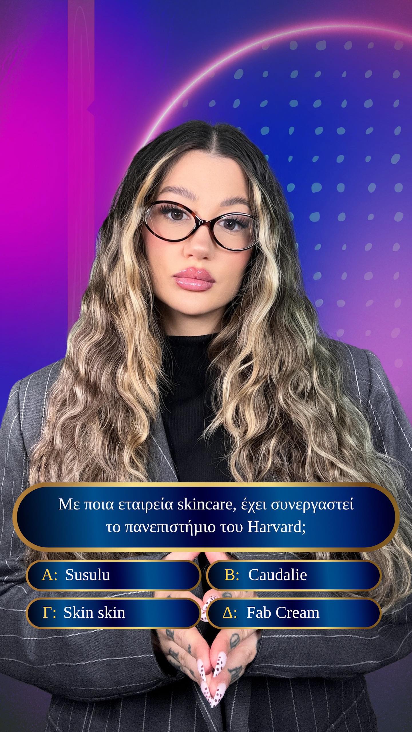 Instagram post by @venetiakamara for Caudalie. Caption reads: Skincare που κερδίζει στη ζωή @caudalie....