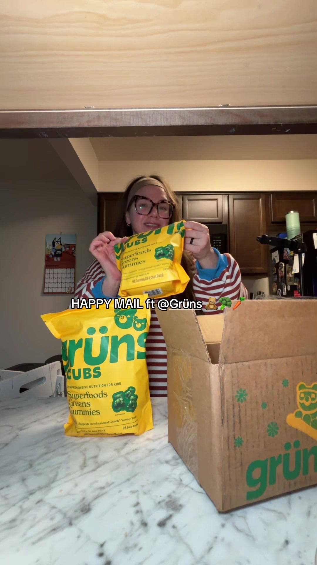 TikTok post by @emshalfbakedlife for Grüns. Caption reads: [...] something so healthy hehe • @Grüns we love....