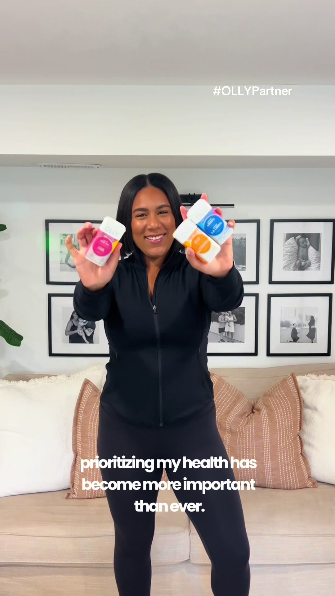 TikTok post by @athenaashleybates for OLLY. Caption reads: [...] strong, energized, and balanced. The OLLY....