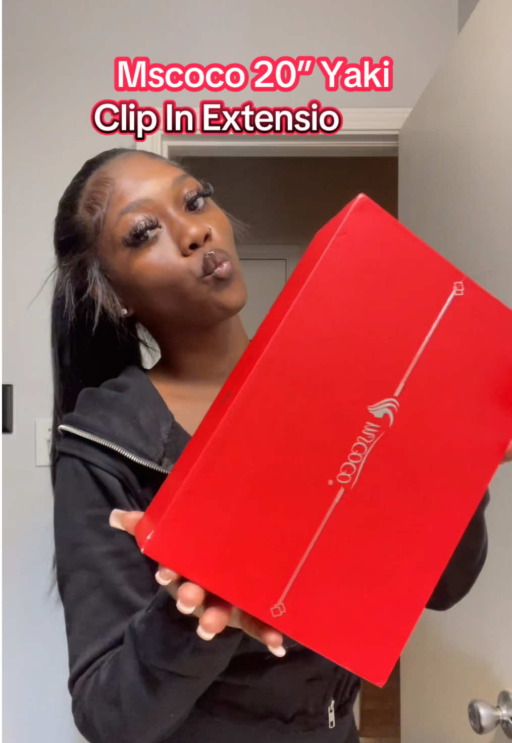 TikTok post by @azthedoll for Mscoco Hair. Caption reads: 😍😍 More Clip Ins @Mscoco Hair Seamless Yaki....