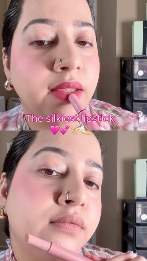 Instagram post by @makeupby_maanvi for JOOCYEE. Caption reads: [...] softest silk like finish on my lips 💋....