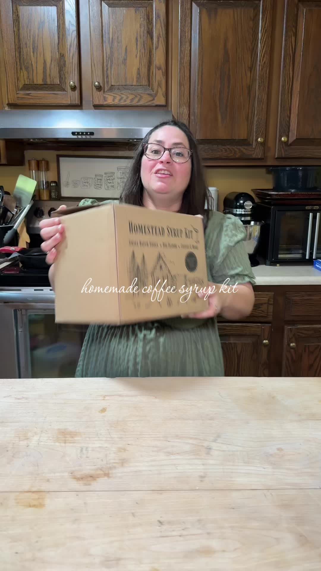TikTok post by @littleusfamily for JoeCo. Caption reads: [...] one for me this coffee syrup kit from @JoeCo....