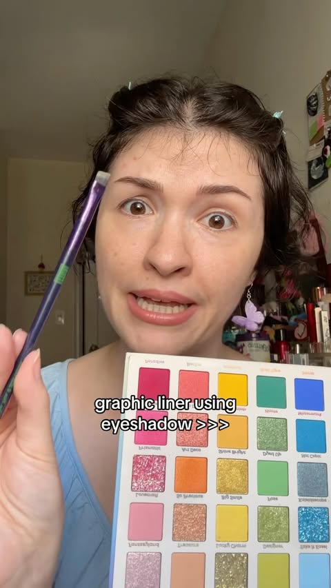 Instagram post by @glamgio_nyc for ColourPop Cosmetics. Caption reads: eyeshadow as liner EATS🤩🌈 The....