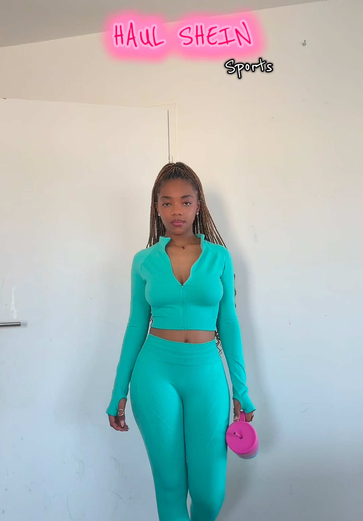 TikTok post by @kerenlubota for SHEIN Sports. Caption reads: 🔍 Search 👉8X25N👈 on SHEIN to explore my top....