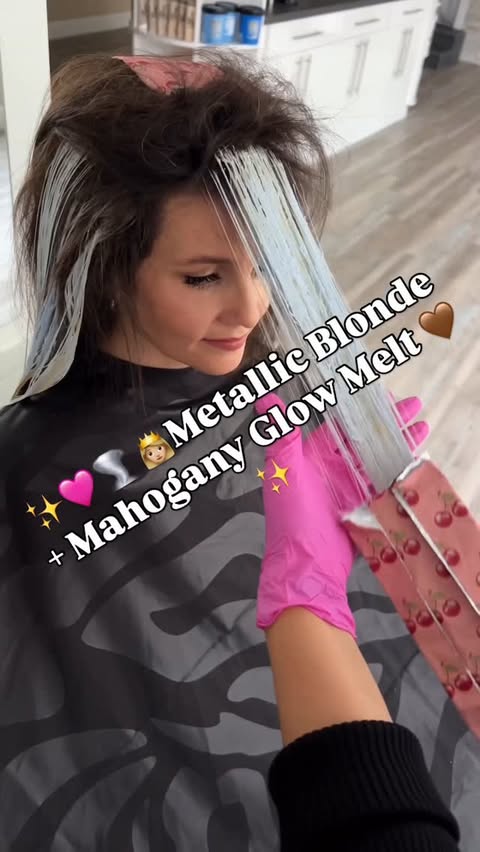 Instagram post by @paintedhair for Redken. Caption reads: 💥 Satisfying 🤤Leave a 🩷& repost  this 
✨🩷🌪️....