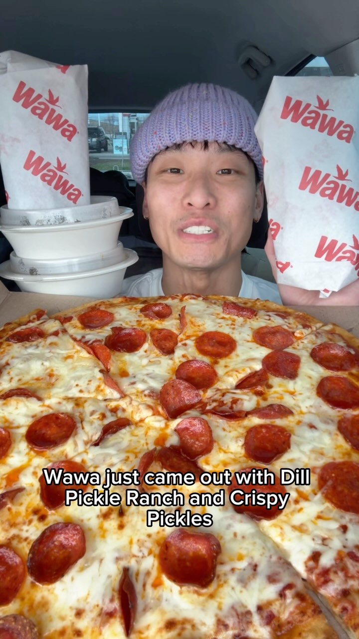 Instagram post by @shhhhimeating1 for WAWA. Caption reads: Trying Wawa’s new Dill Pickle Ranch and Crispy....