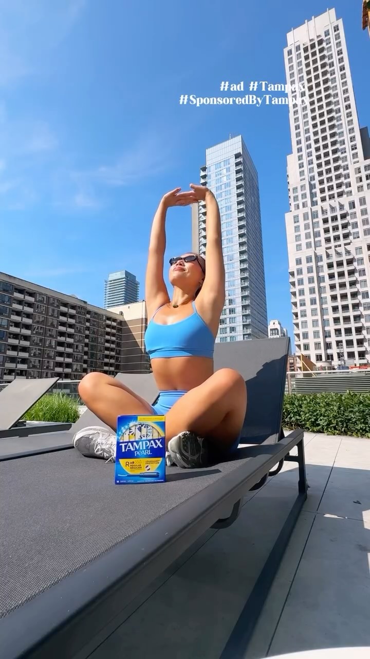 Instagram post by @vicky_zzzzzzz for Tampax. Caption reads: You can be unstoppable every day🩵 whenever you....