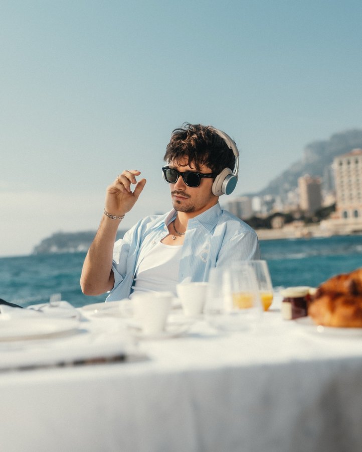 Instagram post by @charles_leclerc for Bang & Olufsen. Caption reads: Sooo proud of this one 🩵 my limited edition....