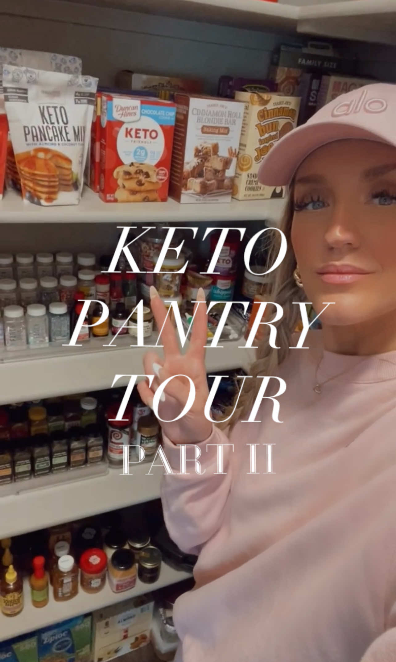 TikTok post by @conteketo for BEHAVE. Caption reads: ✨KETO PANTRY TOUR PART ✌🏼✨details below Use code....