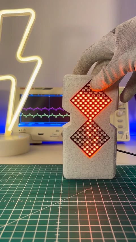 Instagram post by @kamitronix for PCBWay. Caption reads: [...] based hourglass ✅ Ordered from @pcbway 🤩.