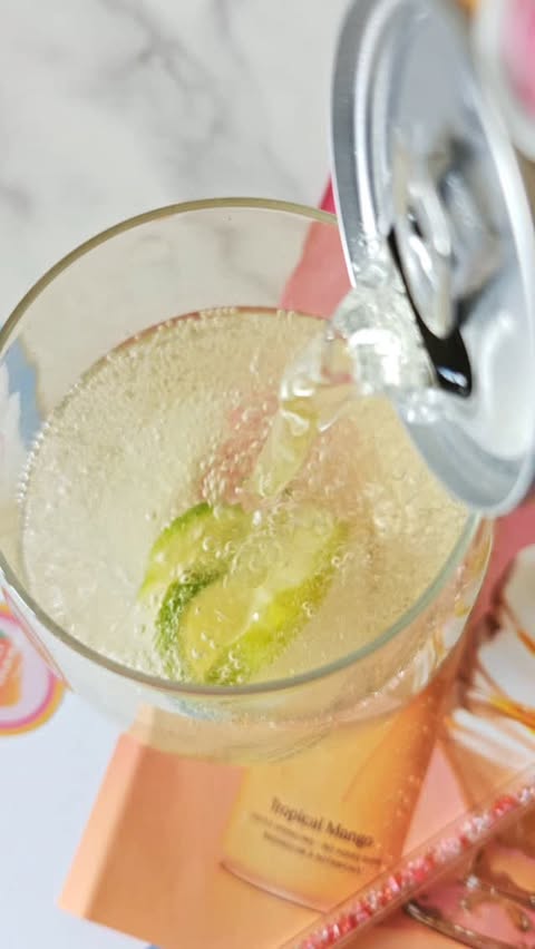 Instagram post by @satisbeautyedit for TRIP. Caption reads: Tropical Mango 🥭 New flavour from Trip Drinks....
