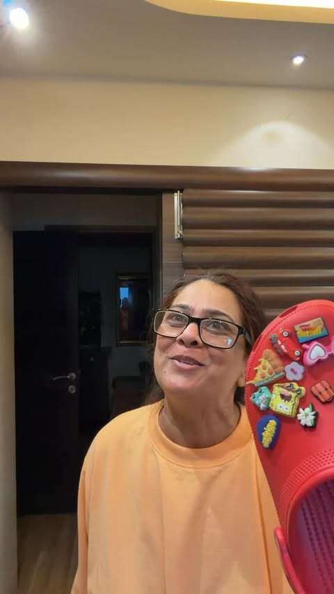 Instagram post by @anshhdhote for Crocs. Caption reads: meri mummy toh crocs giveaway karrahi hai 😭....