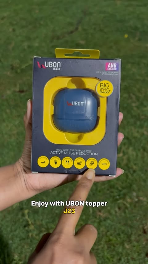 Instagram post by @sanchita_pal13 for UBON. Caption reads: UBON J23 Topper Series Truly Wireless [...].