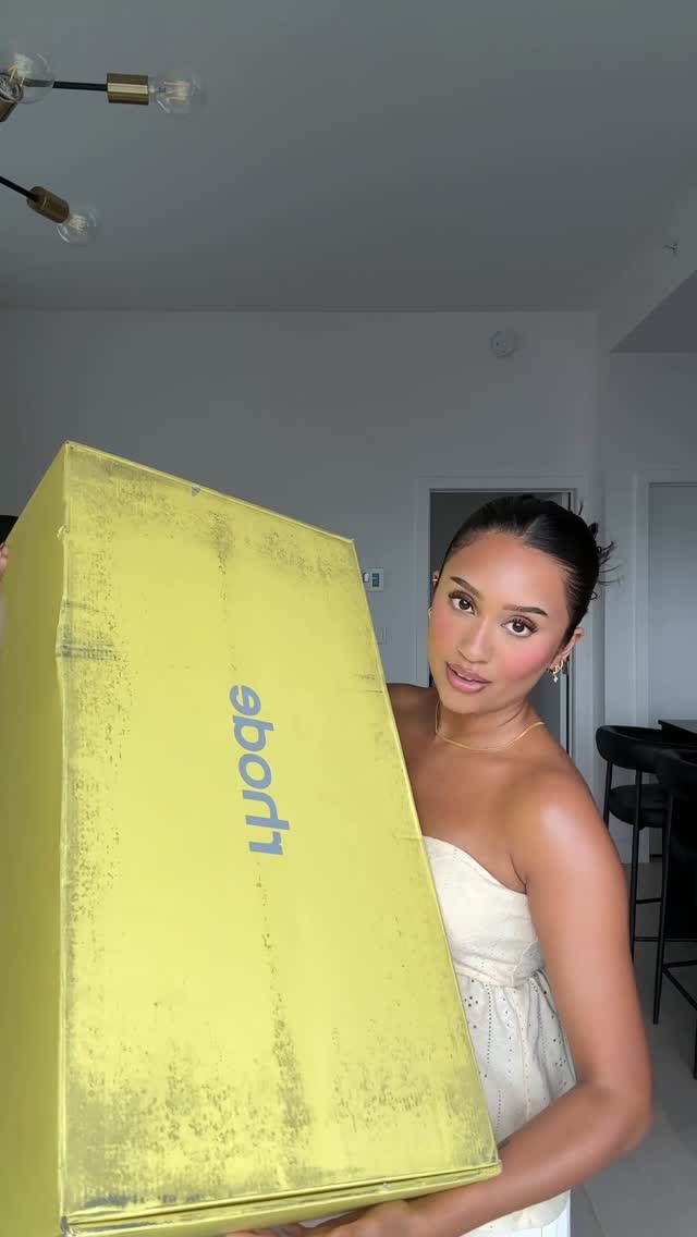 Instagram post by @purnaahaldaar for Rhode Skin. Caption reads: thank you!! @rhode @haileybieber 💛🍋 #pr #rhode....