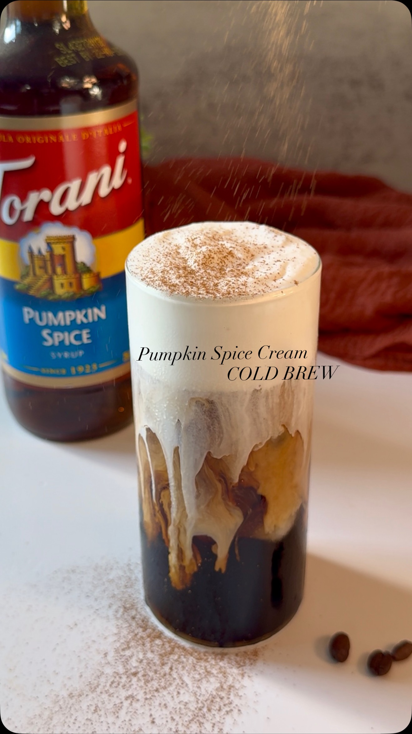 Instagram post by @coffeevibes03 for Torani. Caption reads: [AD] Fall called…it wants this PUMPKIN SPICE Cold....