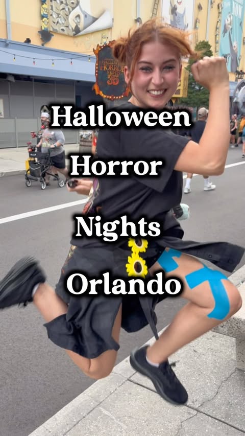 Instagram post by @whosbeth_ for Halloween Horror Nights. Caption reads: [...] 🎃🖤 • #hosted #hhn35 #halloweenhorrornights....