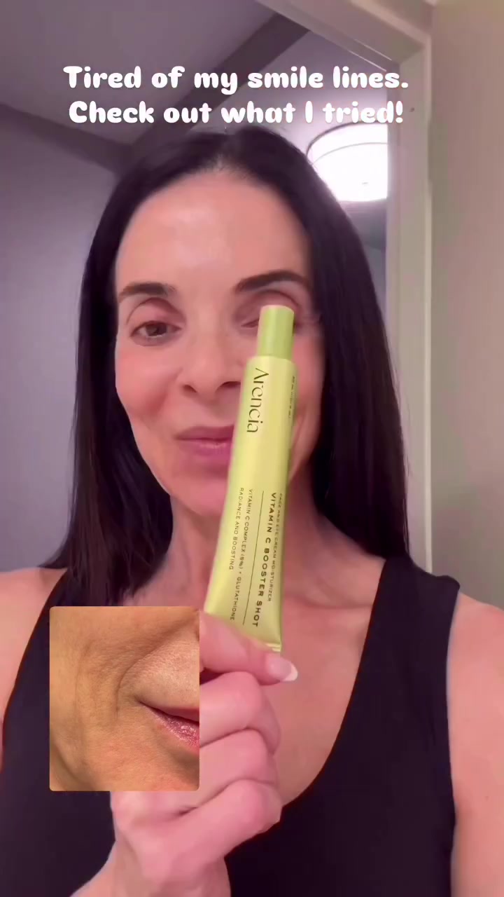 TikTok post by @janinedelaney for arencia. Caption reads: I tried the Arencia Vitamin C Booster Shot on my....