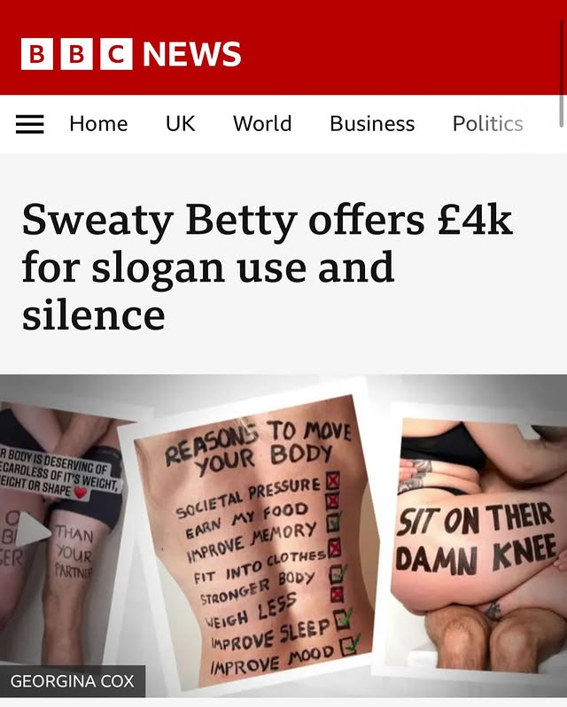 Instagram post by @georginacoxpersonaltraining for Sweaty Betty. Caption reads: Women can do incredible things when we come....