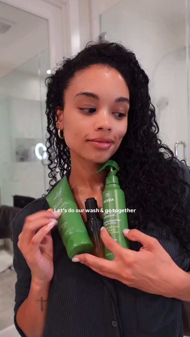 Instagram post by @thebreebush for Aveda. Caption reads: Trying some new products from @aveda 💚 

#blessed....