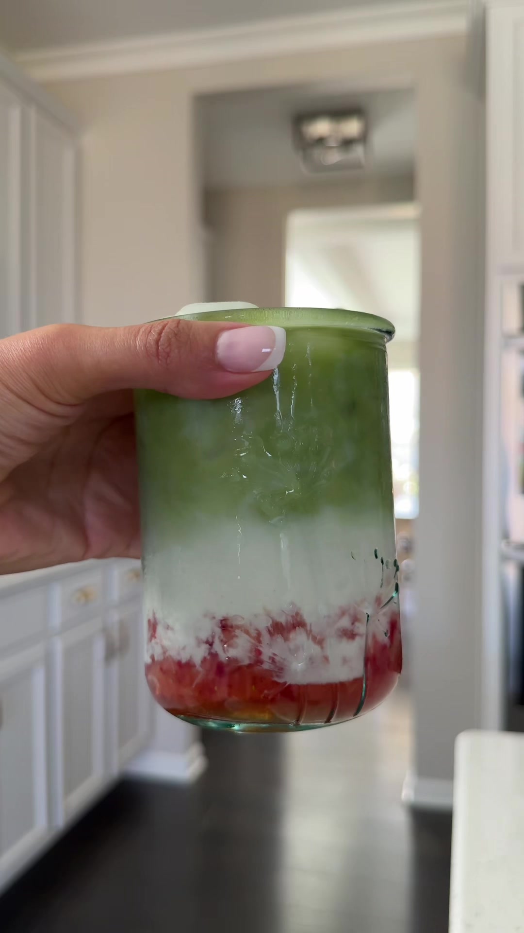 TikTok post by @melissa_raygoza for Matcha Sunday. Caption reads: Strawberry matcha 🍓✨ @Matcha Sunday....