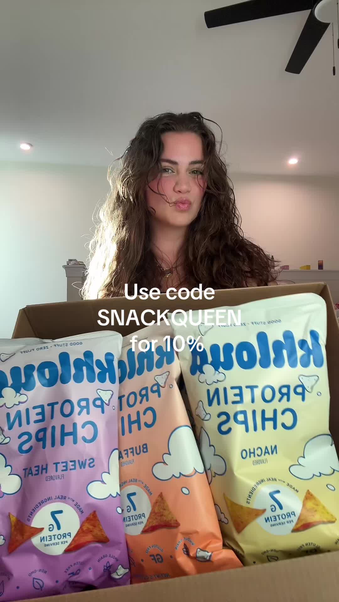 TikTok post by @3llie.bell3 for Khloud. Caption reads: [...] doesn't love a discount??? 🤍🍿🫛☁️✨....