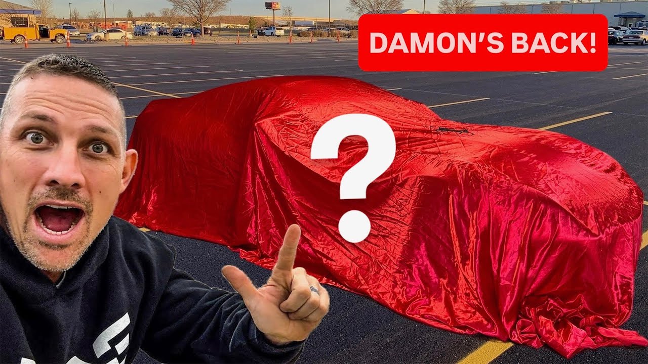YouTube post by @DailyDrivenExotics for ZipRecruiter. Caption reads: DAMON RETURNS! TWIN TURBO FERRARI HUGE....