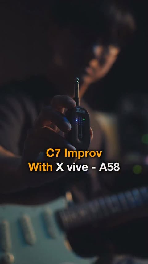 Instagram post by @jh_e.gen for Xvive. Caption reads: C7 One-Chord Improv with @xvive_audio 광고 X vive....