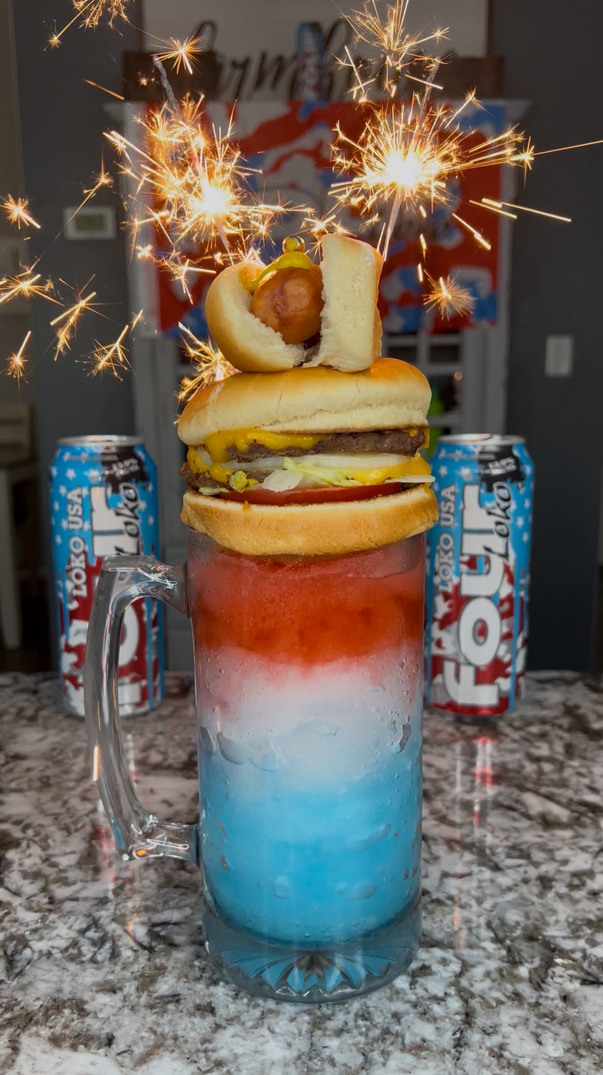 Instagram post by @drinkowithrico for Four Loko. Caption reads: The Loko Slushy ! Great for your 4th of July Party....