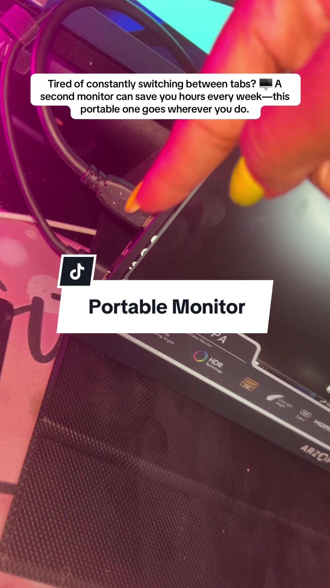 TikTok post by @sweetsuncut for ARZOPA. Caption reads: [...] for work, gaming, and travel.@ARZOPA....