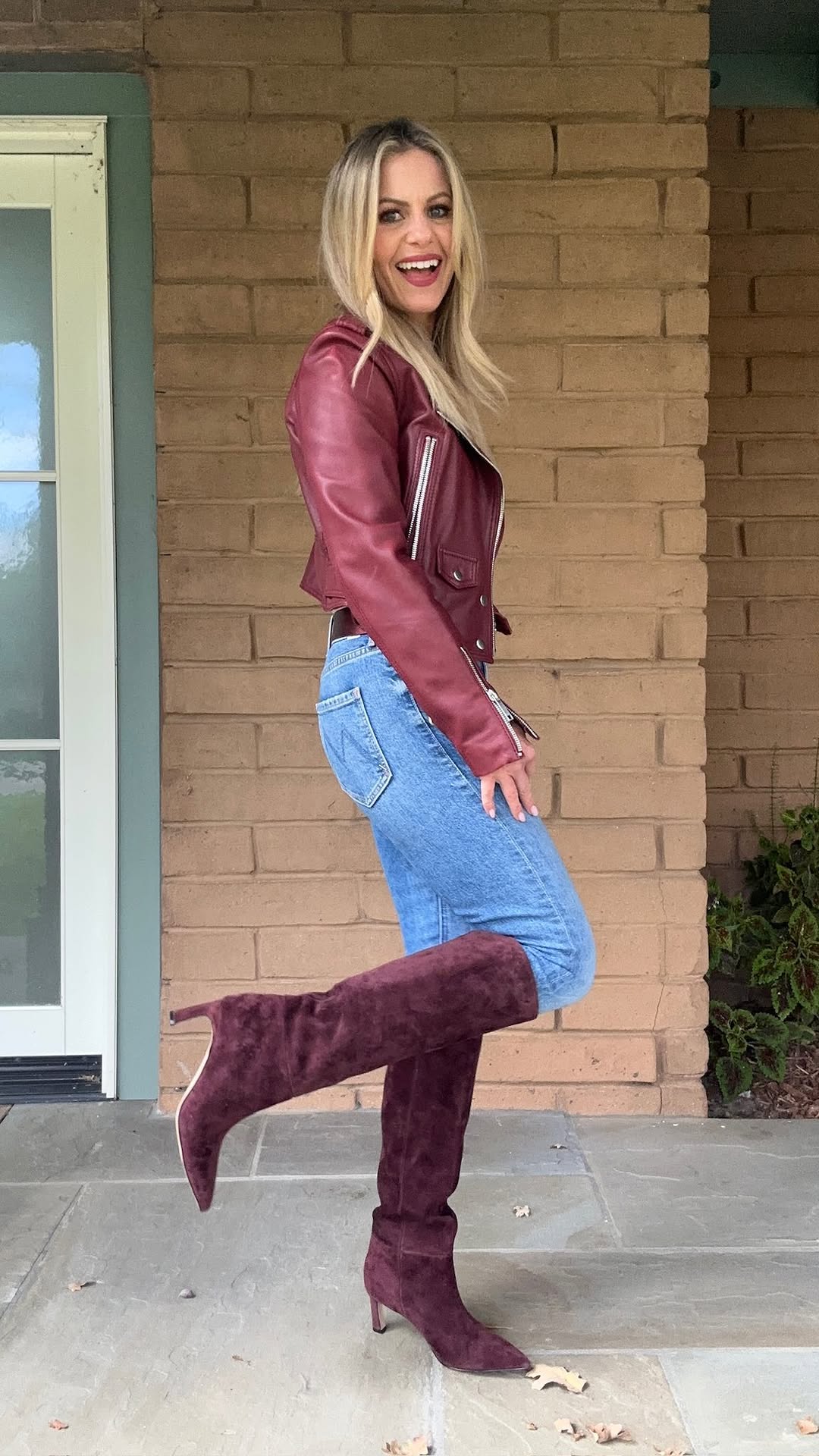 Instagram post by @candacecbure for Nine West. Caption reads: Cold weather ready and holiday ready with....